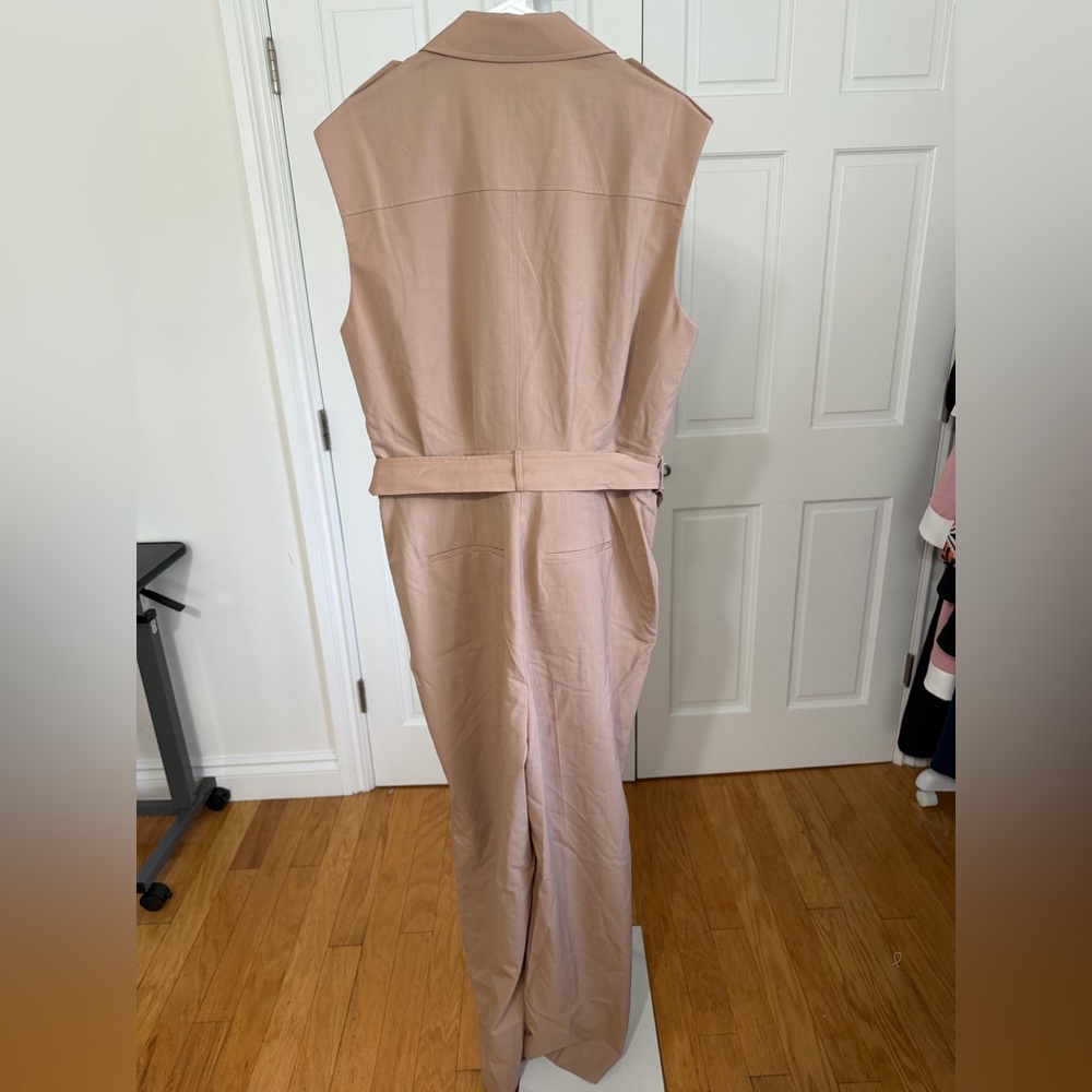 NWT Reiss Luisa Wool Blend Double Breasted Belted Jumpsuit color Stone Size 12 - Picture 6 of 8